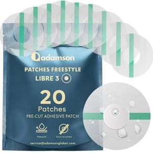 Freestyle Libre 3 pleisters, waterbestendig, verpakking van 20 stuks, transparant, duurzaam, zonder lijm in het midden, niet irriterend, eenvoudig aan te brengen en te verwijderen, voor sport,