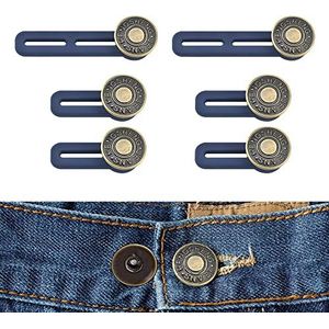 6-delige knoopverlenger voor broeken, tailleverlenger, verlengde jeans tailleband knoopverlenger set voor jeans, rokken, broeken, tailleverlengers voor vrouwen, broekbevestigingsmiddelen haak en bar