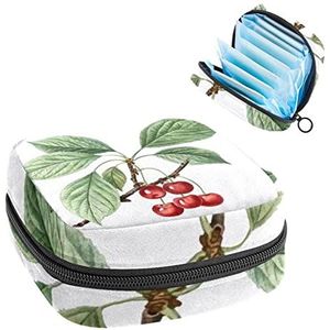Maandverband Opbergtas,Draagbare maandverband Opbergzak,Cherry Tree Branch, Meerkleurig, 4.7x6.6x6.6 in/12x17x17 cm