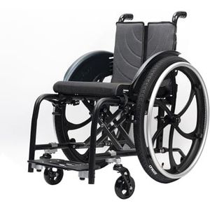 CFMAIF Inklapbare rolstoel met zelfaandrijving voor gehandicapten, aluminium, lichtgewicht, transportwagen, afneembare voetsteunen (zwart, 42 cm zit)