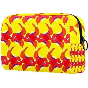 Reizen Cosmetische Organizer 7.3x3x5.1 Inch Make-up Tas Voor Vrouwen Meisje Toiletry Zakken Abstract, Kleur: zwart/bruin,, 18.5x7.5x13cm/7.3x3x5.1in, Make-up zakje