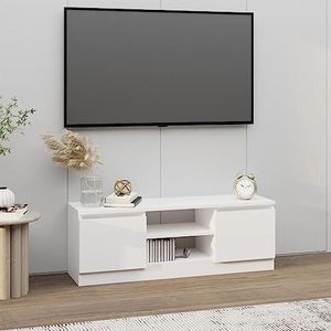 AJJHUUKI Entertainment Centra & TV Stands TV-meubel met deur Wit 102x30x36 cm Meubels