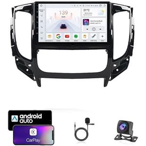 9 Inch Autoradio Compatibel voor Mitsubishi Triton L200 2015-2020 met GPS Navigatie CarPlay Android Auto Acht-Core 4G Bluetooth WiFi MirrorLink Stuurwiel Afstandsbediening(T2 4 Core Wifi 2G+32G)