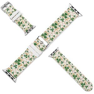 St Patrick Day met klaver siliconen horlogebanden zachte horlogebandjes sport horloge polsbandjes horlogeband voor mannen vrouwen 42 mm/44 mm