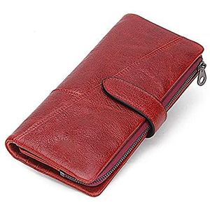 XIANGFANSQ portemonnees voor dames Lederen portefeuille munten portemonnee for dames vrouwen lange clutch portefeuilles met mobiele telefoon tassen kaarthouder (Color : Red)