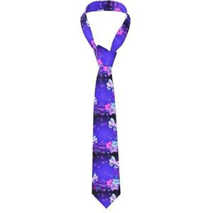 OdDdot Blauwe Deep Ocean Mannen Polyester Mode Print Tie Geweldig Voor Zakelijk Dagelijks Werk Bruiloft Feest Dansen Geschenken Etc, Schoonheid Vlinder, Eén maat