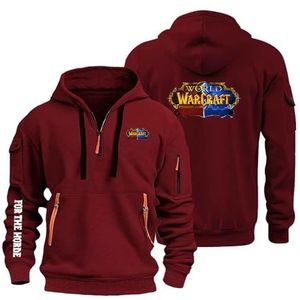 AHYAOFA Heren Gezellige Hoodie Sweatshirt voor The H.or.d.e Jumpers Tops Hoody Sport Uitloper Lange Mouw Hooded Jassen Half Zip Jassen, Rood-2, 18-20