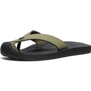 KEEN Barbados ademende comfortabele sandalen voor heren, teenbescherming, flip-flops, Martini Olive Zwart, 46 EU