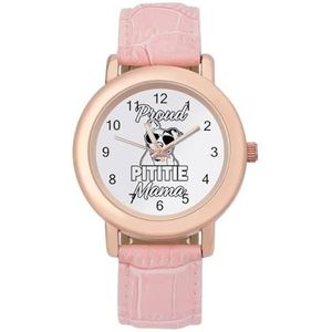 Proud Pittie Mama Horloges voor Vrouwen Mode Sport Horloge Dames Lederen Horloge