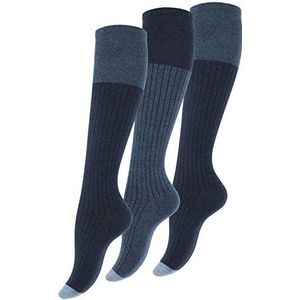 Vincent Creation - Kniekousen - Blauw - 3 Paar - Natuurvezel - Katoen - Riblook