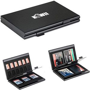KIWIFOTOS Aluminium Geheugenkaart Case Houder voor SD SDXC SDHC/CF (Compact Flash) / MicroSD SDXC SDHC MSD TF/NS-kaart, SD-Kaarthouder Draagdoos Portemonnee Opslag