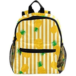 Stripe Yellow Ananas Comosus Cute Fashion Mini Rugzak Pack Bag, Meerkleurig, 25.4x10x30 CM/10x4x12 in, Rugzak Rugzakken