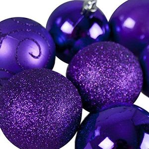 Paarse gemengde afwerking onbreekbare kerstballen - 24 X 60mm