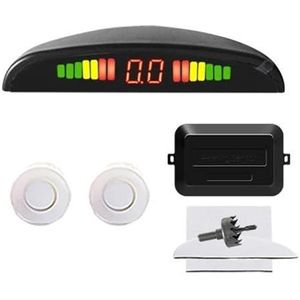 Sensoren Achteruit Parkeersensorenset Voor Auto's 2 Sensoren 22 Mm Scherm Achteruitrijradar Geluidswaarschuwingsindicator 4 Kleuren Auto Parkeren Sensoren(WIT)