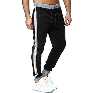 C-iN-C Heren joggingbroek sportbroek fitness slim fit broek vrijetijdsbroek joggers streetwear model 1008-E, zwart, L