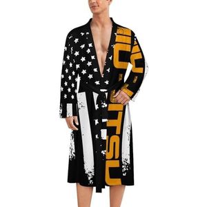 Jiu Jitsu USA vlag herenmantel zachte badjas pyjama nachtkleding loungewear ochtendjas met riem XL
