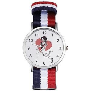 Pinup Meisjes Hart Automatisch Horloge voor Mannen Vrouwen Mode Quartz Horloge Armband Polshorloge voor Thuiskantoor