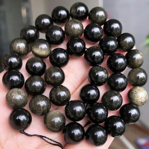 Natuurlijke Ronde Tijgeroog Granaat Agaat Kwarts Lava Kralen Voor Sieraden Maken DIY Armband Accessoires 15''-Goud Obsidiaan-8mm (ca. 46 stuks)