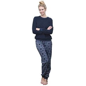 Normann Wäschefabrik - Dames Pyjama - Marine - Badstof - Ster Patroon - Loungewear