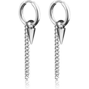 2-18 stuks zilverkleurige roestvrij staal mannen vrouwen stud oorbellen hoepel oorbellen bengelen kruis ketting kegel oorbellen sieraden piercing set