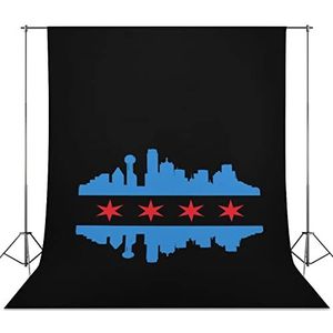 Chicago vlag met gebouwen skyline fotografie achtergrond doek professionele fotoshoot achtergrond gordijn voor videostudio 142 cm x 248 cm