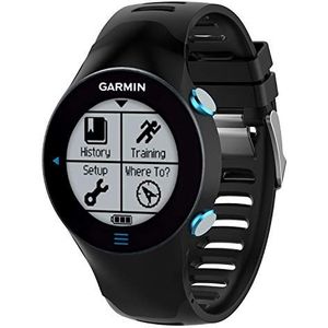 Yikamosi Compatible With Garmin Forerunner 610 Band,Genuine Soft Silicone Watch Band Stainless Steel Clasp Replacement Strap for Garmin Forerunner 610(Black)