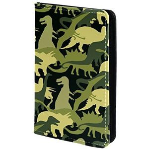 Paspoorthouder, paspoorthoes, paspoortportemonnee, reizen Essentials groen leger Camo dinosaurus patroon, Meerkleurig, 11.5x16.5cm/4.5x6.5 in