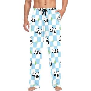 LI ZHI XIN Heren Pyjama Broek Lange Pyjama Bodem Lente Herfst Dunne Losse Stijl Elastische Taille Tie Strap Met Zak S-XXL Schattig Panda Patroon, Meerkleurig, S