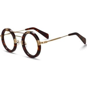 Halloween cadeau, Brilmonturen Acetaat Rond Unisex Multicolor Met Lenzen(Deep Red)