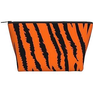 Oranje Tijger Luipaard Print Make-up Tas Cosmetische Tas Draagbare Waterdichte Rits Toilettas Voor Vrouwen Reizen, Zwart, One Size, Zwart, Eén maat