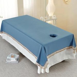 Blue(h),90x200cm,LDLCYCN Massagetafel Bed Laken Herbruikbare Massage Bed Cover Laken Spa Bed Cover Met Kant Zachte Comfortabele Matrashoes Voor Beauty Tattoo Beschermende Massage Bed Cover