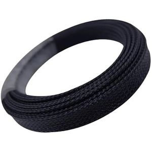 FOVAOK PET uitbreidbare kabelhuls 3/4/6/8/10/12/14 mm strak gevlochten hoge dichtheid hardheid geïsoleerde lijnbescherming draadwikkelschede (zwart, 6 MM_10 M)