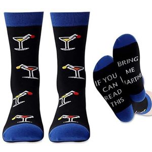 yeeplant Crew sokken voor dames en heren, met nieuwe martini & letterprint, casual polyester grappige sokken, Meerkleurig, Eén Maat