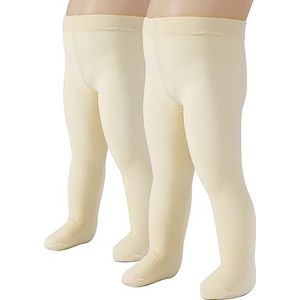 CALZITALY 2 paar babypanty's van microvezel, panty voor Bébé, wit, roze, crème, blauw, 40 DEN, Made in Italy, 2 paar - crème, 3 Maanden