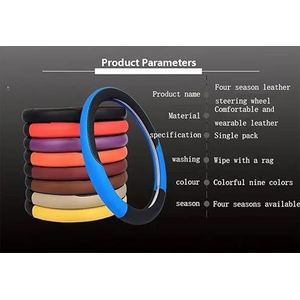 Stuurhoes 38cm Auto Stuurhoes Auto Accessoires Geëmbosseerd PU Leer Antislip Stuurhoezen Zonder Binnenring 15 Inch Stuurhoes van leer(Zwart rood)