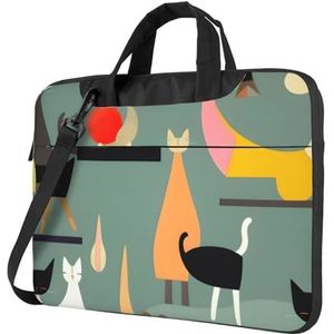 Lama in een sjaal ultradunne laptoptas, laptoptassen voor bedrijven, geniet van een probleemloze en stijlvolle reis, Moderne kunst katten uit het midden van de eeuw, 14 inch