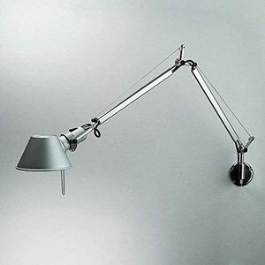 Rishx Verstelbare lange zwenkarm wandlampen, moderne minimalistische metalen E27 aan de muur gemonteerde werklamp studie-slaapkamer woonkamer leeswandlamp verlichten (kleur: zilver)