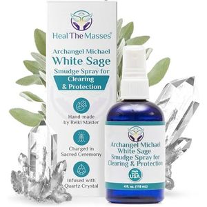 Heal the Masse s White Sage Spray: White Sage Smudge Spray for Clearing and Protection - Smokeless Liquid Smudging Spray Infused with Quartz Crystals - Negative Energy Cleansing Mist - 4 Fluid Ounces