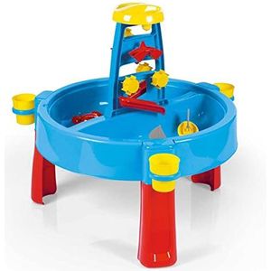 DOLU Kinderen 3-in-1 zand- en waterput met tekentafel buitenspeelgoed tuin multifunctioneel speelstation bureau kleuren - blauw