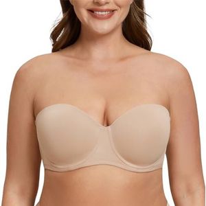 MELENECA Dames Comfort Beugel Ongewatteerde Grote Borsten Strapless bh Beige 70F
