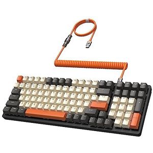 MAMBASANKE K6 Pro 96% 3 Modes Mechanisch Gaming Toetsenbord Hot Swap 4000mAh 2.4Ghz/Bluetooth 5.0/Bedraad Toetsenbord met Opgerolde USB Kabel Type-C 9 RGB Backlit Lineaire Rode Schakelaar -Shimmer