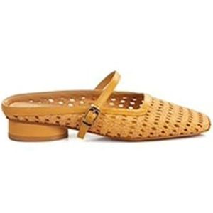 Dames modieuze gehaakte slippers met vierkante neus - Platte sandalen met zomerteen, casual en comfortabel