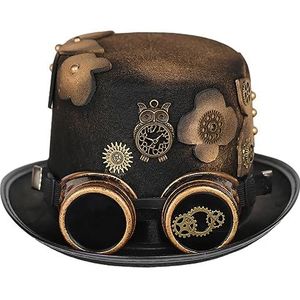 SLEDEZ Unisex Gothic Steampunk Hoeden Mannen En Vrouwen Steam Gear Punk Big Hat Goggles Verwijderbare