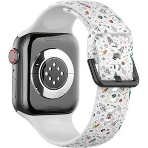 Sport zachte band compatibel met Apple Watch 42/44/45/49mm (Space Kids) Siliconen armband band accessoire voor iWatch