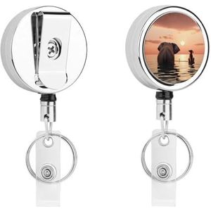 Olifant en Hond Badge Reel Badge Clip Verpleegster Badge Reel Badge Houder Intrekbare Clip Intrekbare Badge Houders Badge Rollen Intrekbare Badge Reel Verpleegkundige Medische Grappig