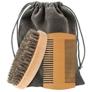 Beard kam, baardborstelset, baardborstel met boorborstels, baardkam voor mannen, baardborstel gemaakt van hout en baardkam, baardkam