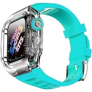 OFWAX Ice Clear Horloge Case Met Fluororubber Horloge Band Modificatie Kit, Voor Apple Watch Series 8 7 45mm, Transparante Cover Horlogeband, Voor Iwatch SE 6 5 4 44mm, For 44mm, agaat
