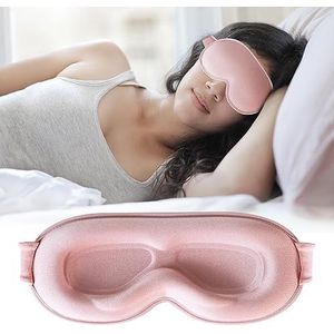 Slaapmasker, verbeterde 3D diep gevormd oogmasker om te slapen, geen druk oogbedekkingen, 99% blokkeert licht oogmasker met verstelbare elastische band voor slapen, yoga, reizen (roze)