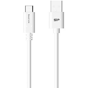 Silicon Power Cable Boost Link, Micro USB naar USB 100 cm PVC en Aluminium Shielding, Max Power (tot 3A) en Ultra-Fast Data Transfers (tot 5 Gb/s), Wit