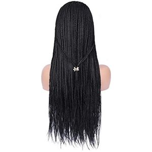 DieffematicJF Pruik Wig three-strand braid crochet mid-part long dirty braid head cover